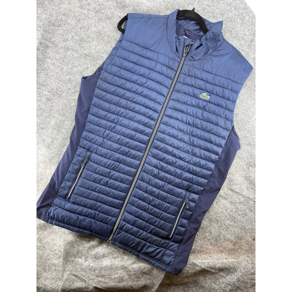 Lacoste Sport Puffer Vest Mens Size XXL Navy Blue Preppy Quilted Full Zip